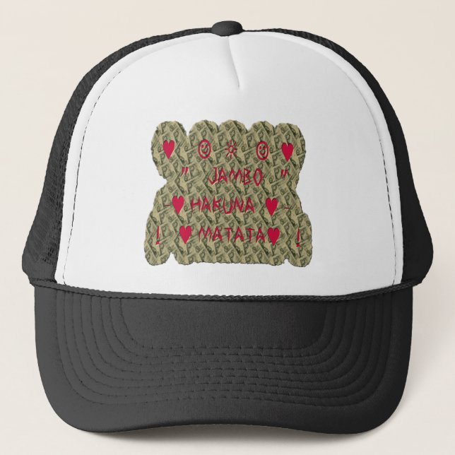 Hakuna Matata Talk Money Art Print Design Trucker Hat (Front)