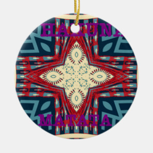 Hakuna Matata Text Hope Abstract Art Print Design Ceramic Ornament