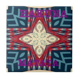 Hakuna Matata Text Hope Abstract Art Print Design Ceramic Tile