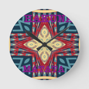 Hakuna Matata Text Hope Abstract Art Print Design Round Clock