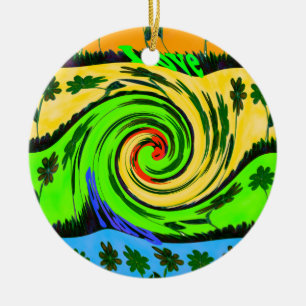 Hakuna Matata Tsunami Love Wave Colours.png Ceramic Ornament