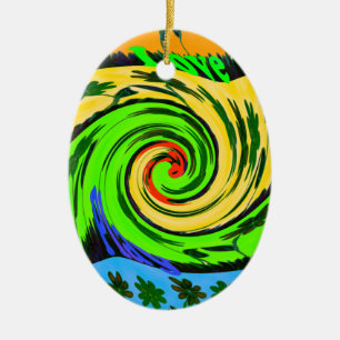 Hakuna Matata Tsunami Love Wave Colours.png Ceramic Tree Decoration