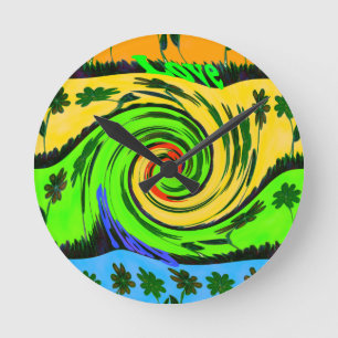 Hakuna Matata Tsunami Love Wave Colours.png Round Clock