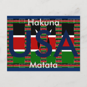 Hakuna Matata USA Kenya Black red green Postcard