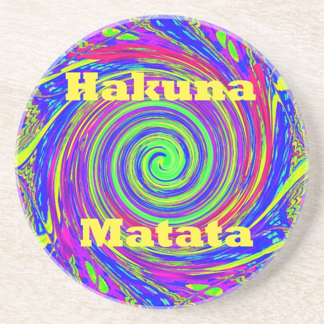 Hakuna Matata – Whirl Design with Vibrant Colours Coaster (Front)