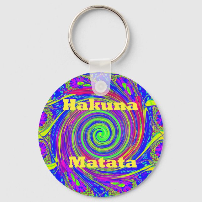 Hakuna Matata – Whirl Design with Vibrant Colours Key Ring (Front)