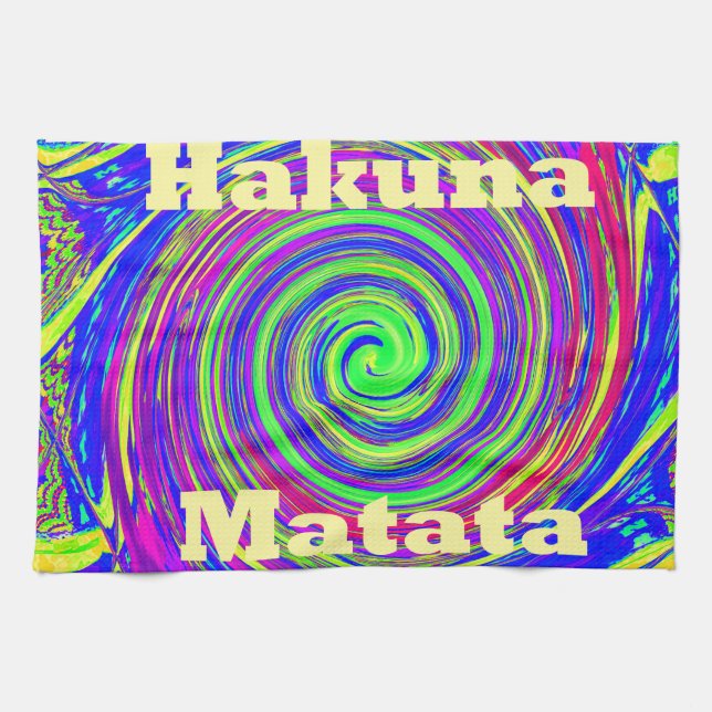 Hakuna Matata – Whirl Design with Vibrant Colours Tea Towel (Horizontal)