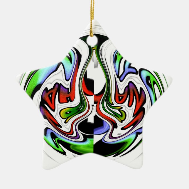 Hakuna Matata with Abstract Whirl and Gradients Ceramic Ornament (Front)