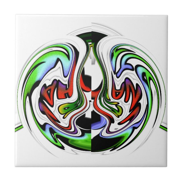 Hakuna Matata with Abstract Whirl and Gradients Ceramic Tile (Front)