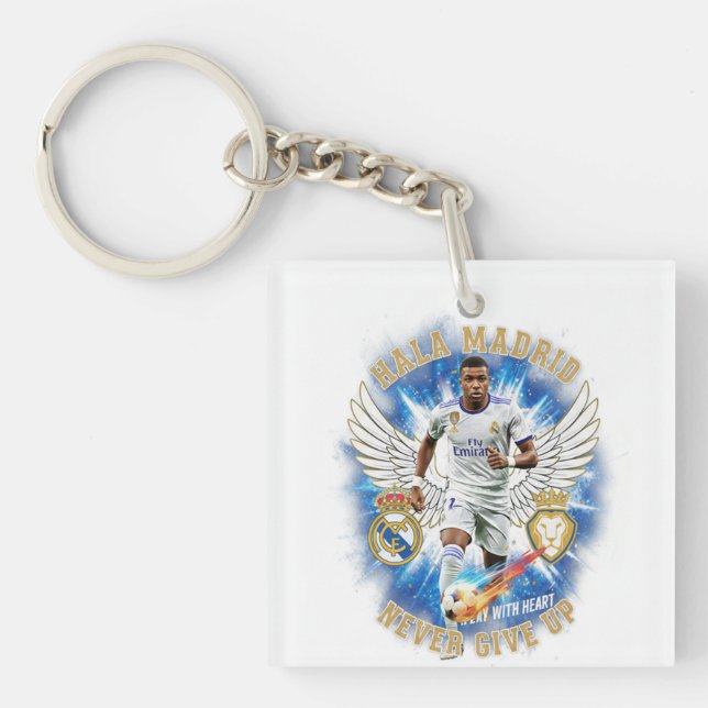 Hala Madrid Never Give Up Acrylic Keychain (Front)
