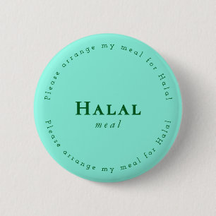 Halal meal Request Badge, Light green, Dark green 6 Cm Round Badge