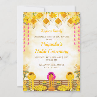 Haldi Ceremony Invitation Card, Maiyan Card