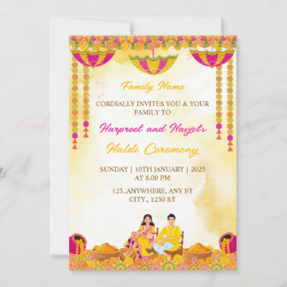 Haldi Ceremony Invitation, Maiyan Ceremony Card