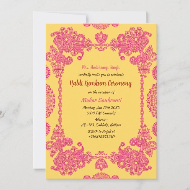 Haldi Kumkum Ceremony Invitation (Front)