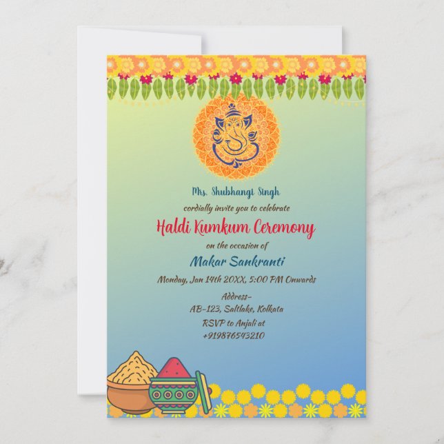 Haldi Kumkum Ceremony Invitation (Front)