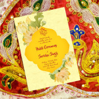 Haldi pithi yellow lotus flowers invite template