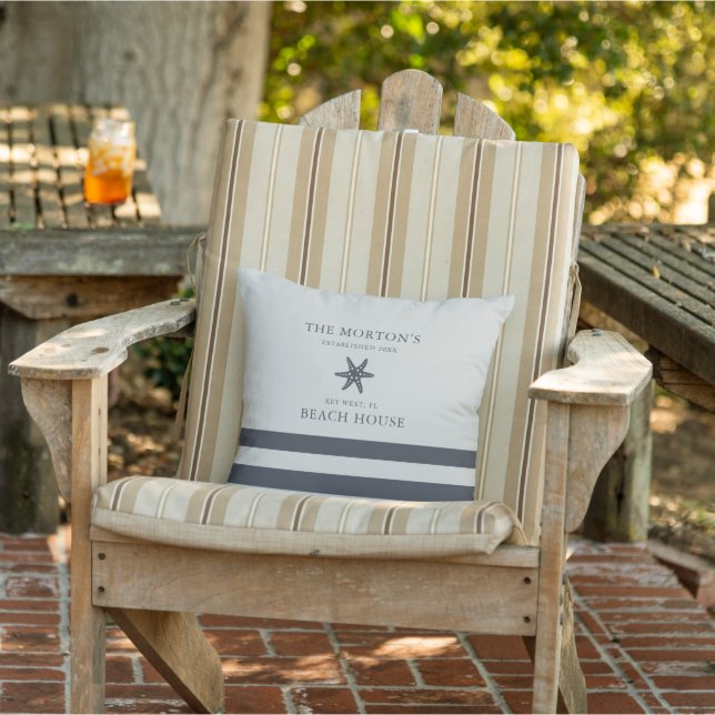 Hale Blue and Sea Salt Starfish Family Beach House Cushion (Chair)