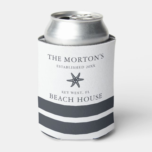 Hale Blue Starfish Family Beach House Can Cooler (Can Front)