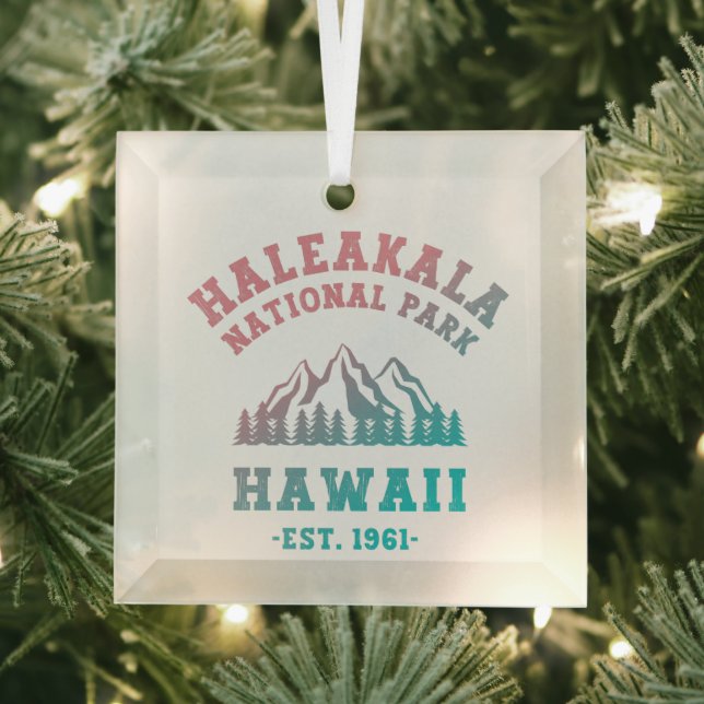 Haleakala National Park Hawaii Gradient Glass Tree Decoration (Insitu)