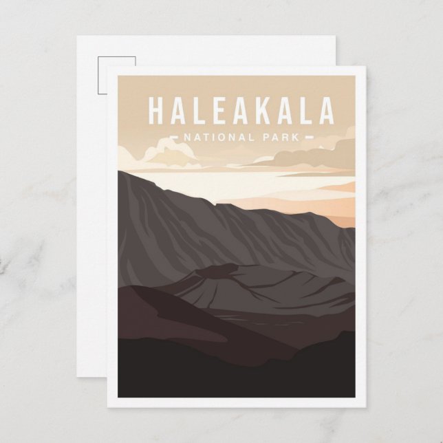 Haleakala National Park Hawaii Travel Illustration Postcard (Front/Back)
