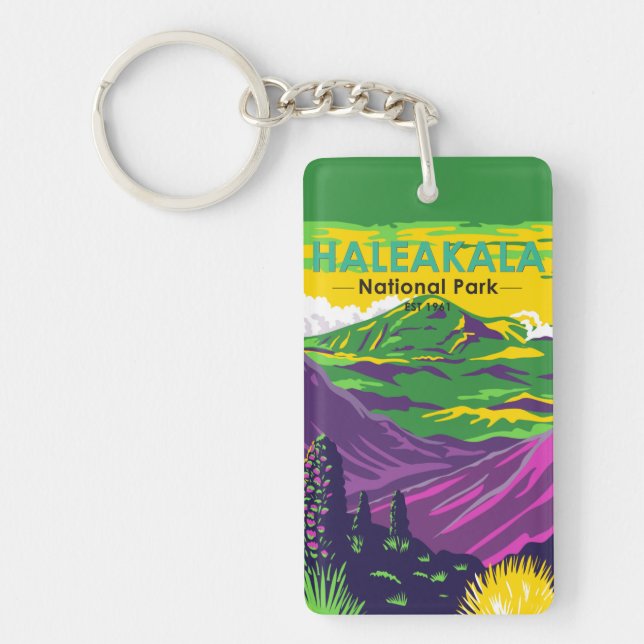  Haleakala National Park Hawaii Vintage Key Ring (Front)