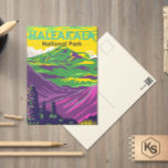 Haleakala National Park Hawaii Vintage Postcard<br><div class="desc">Haleakala vector artwork in a window style design. The park is named after Haleakalā,  a dormant volcano within its boundaries.</div>