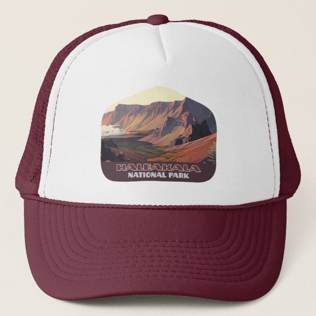 Haleakala National Park Maui Volcano Crater Trucker Hat (Front)