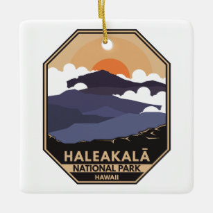 Haleakala National Park Retro Emblem Ceramic Ornament