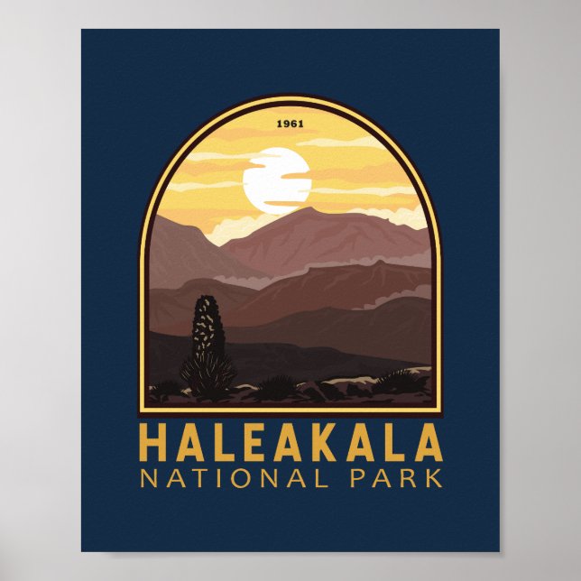 Haleakala National Park Vintage Emblem Poster (Front)