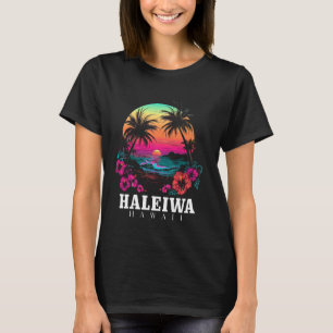Haleiwa Hawaii Hawaiian Hibiscus Flowers Surfer So T-Shirt