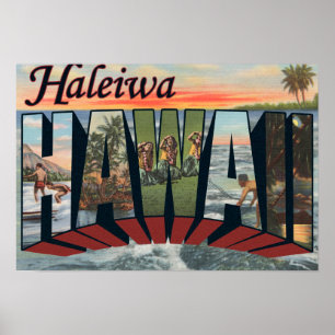 Haleiwa, Hawaii - Large Letter Scenes Poster