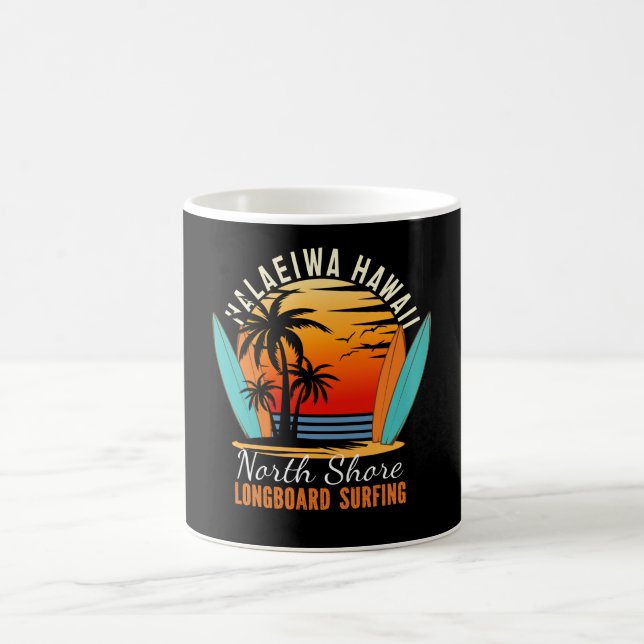 Haleiwa Hawaii North Shore Longboard Surfing Coffee Mug (Center)