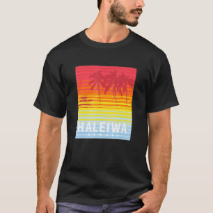 Haleiwa Hawaii Retro Sunset Palm Trees T-Shirt