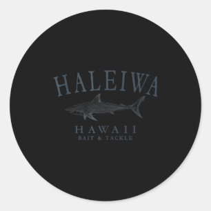 Haleiwa hawaii shark retro slate art fishing tank classic round sticker