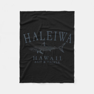 Haleiwa hawaii shark retro slate art fishing tank fleece blanket
