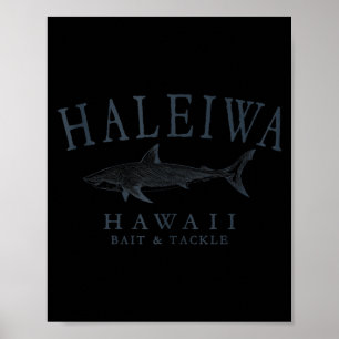 Haleiwa hawaii shark retro slate art fishing tank poster