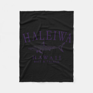 Haleiwa hawaii shark vintage plum art fishing  fleece blanket