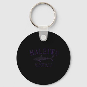 Haleiwa hawaii shark vintage plum art fishing key ring