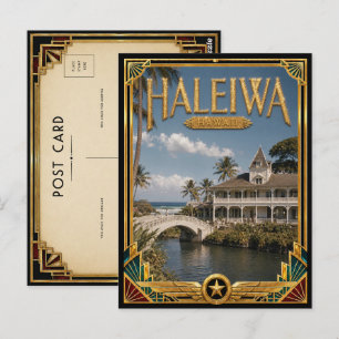 Haleiwa Hawaii Vintage Art Deco Golden Age Postcard