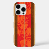 Haleiwa Surfboard Faux Wood Hibiscus in Red