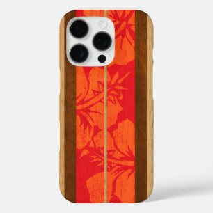 Haleiwa Surfboard Faux Wood Hibiscus in Red  iPhone 16 Pro Case