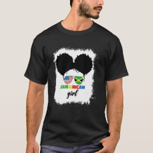 Half American And Jamaican America Jamaica Flag Ki T-Shirt