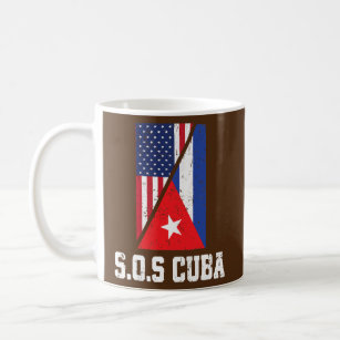 Half American Cuban Flag Sos Cuba Vintage men Coffee Mug