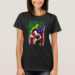 Half American Flag Brazilian ROOTS USA Flag Brazil T-Shirt