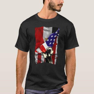Half American Flag Egyptian ROOTS USA Flag Egypt D T-Shirt