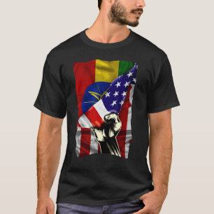 Half American Flag Ethiopian ROOTS USA Flag Ethiop T-Shirt