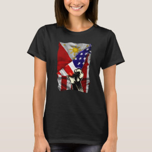 Half American Flag Filipino ROOTS USA Flag Philipp T-Shirt