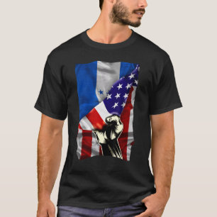 Half American Flag Honduran ROOTS USA Flag Hondura T-Shirt