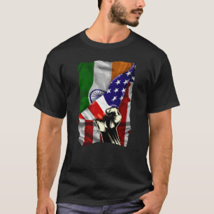 Half American Flag Indian ROOTS USA Flag India DNA T-Shirt