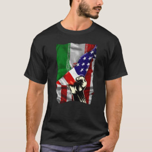 Half American Flag Iranian ROOTS USA Flag Iran DNA T-Shirt
